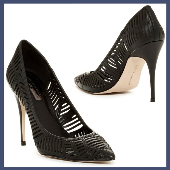 NEW‎ $110 BCBGeneration Ovation Laser Cut Leather Pump Black [SZ 9 ] - Picture 1 of 8